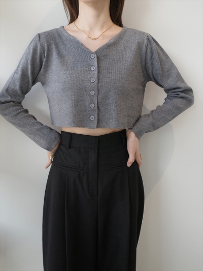 �ySAMPLE�zcropped knit cardigan / grey