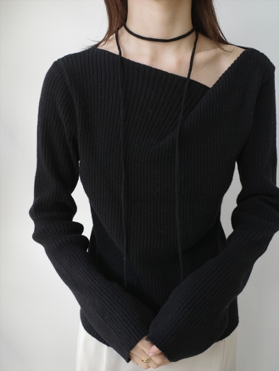 �ySAMPLE�z2way rope set rib knit / black