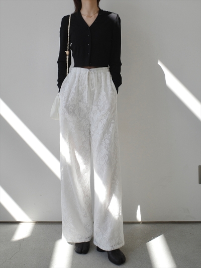 �yNEW�zsheer flower lace pants / white