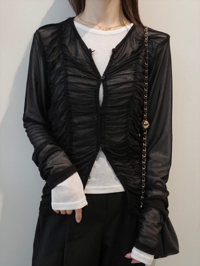 �yNEW�z2piece layered sheer tops / black & white