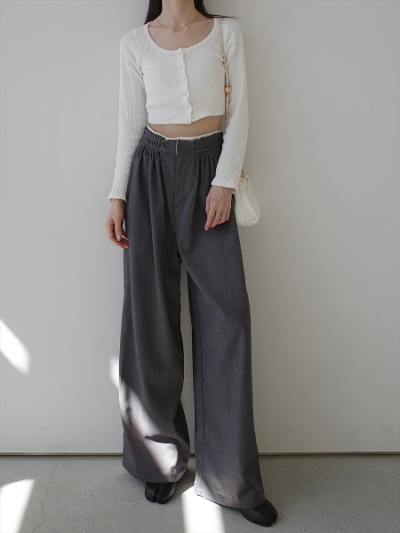 �yNEW�zdouble waist layered pants / grey