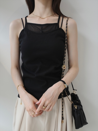 �yNEW�zsheer layered camisole / black
