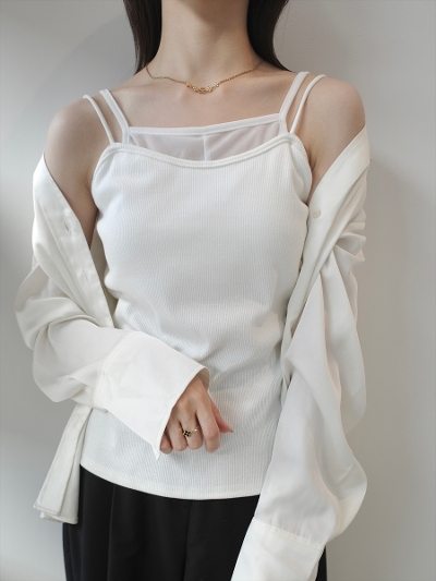 �yNEW�zsheer layered camisole / white