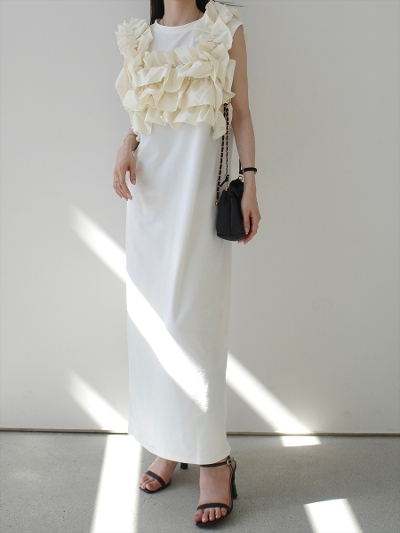 �yNEW�z2way frill bustier layered dress / ivory