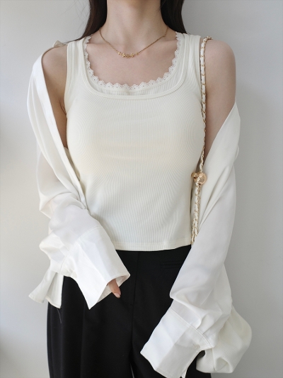 �yNEW�zlace layered bra tank top / ivory