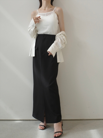 �yNEW�zdouble pocket pencil skirt / black