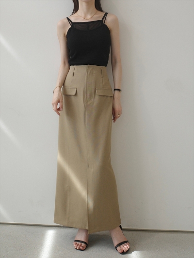 �yNEW�zdouble pocket pencil skirt / beige
