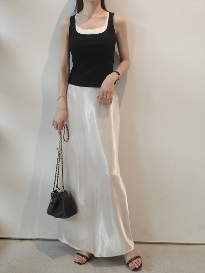 �yNEW�zsatin long skirt / ivory