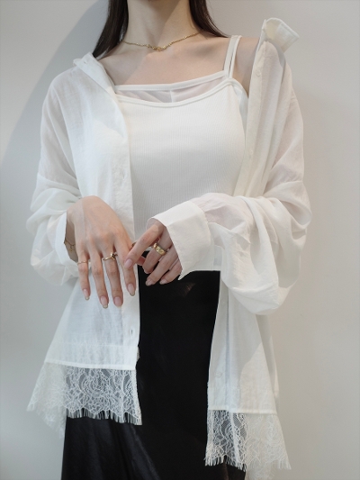 �yNEW�zlace detail sheer shirt / ivory