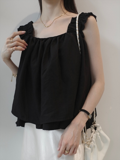 �yNEW�zfrill strap flare top / black