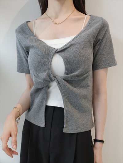 �yNEW�zdouble twist design top / grey