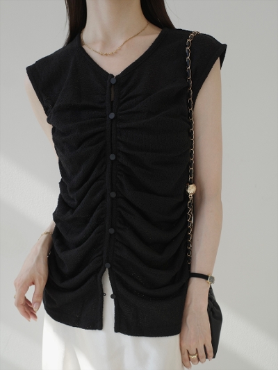 �yNEW�zbutton gather design top / black