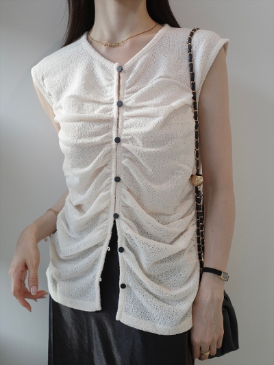 �yNEW�zbutton gather design top / ivory