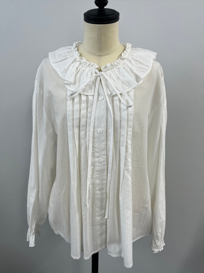 �ySAMPLE�zRuffle Collar Pintuck Blouse