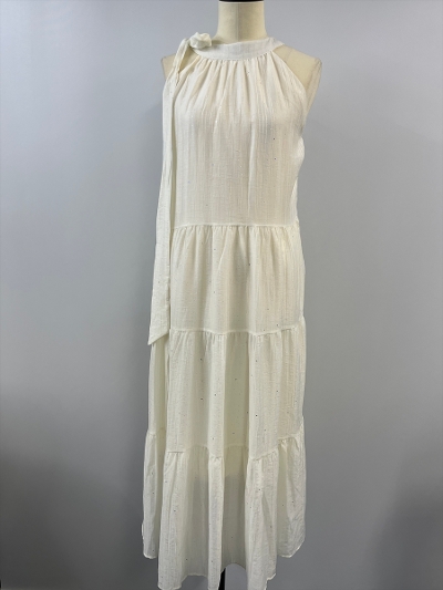 �ySAMPLE�zHalter Tiered Lame Dress