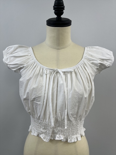 �ySAMPLE�zPuff Sleeve Ribbon Blouse