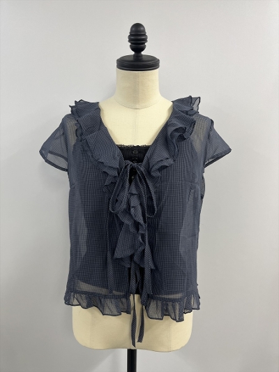 �ySAMPLE�zCheck Ruffle Blouse