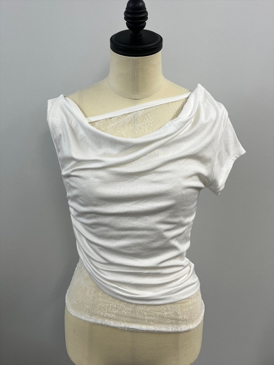 �ySAMPLE�zLace Layered Drape Top
