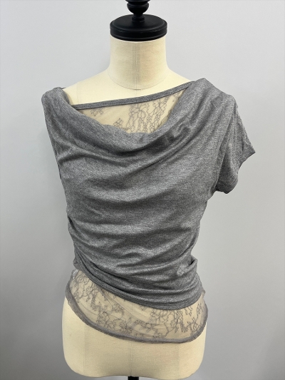 �ySAMPLE�zLace Layered Drape Top