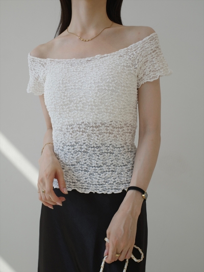 �ySAMPLE�zFlower lace 2way shoulder top