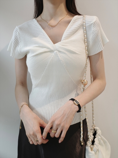 �ySAMPLE�zTwist design rib top