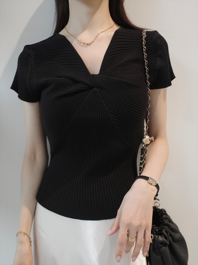 �ySAMPLE�zTwist design rib top