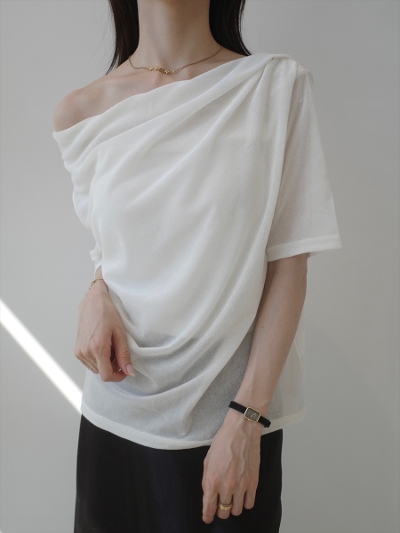 �yNEW�zsheer velour drape top / ivory