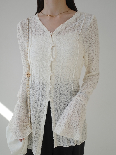 �yNEW�zbell sleeve lace cardigan / ivory