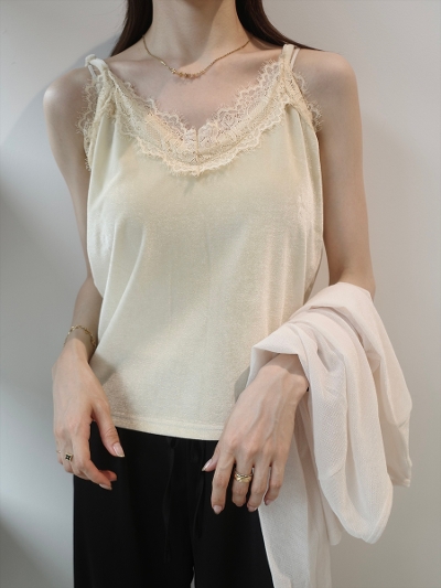 �yNEW�zvelour lace cami set / ivory