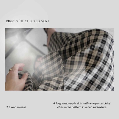 yNEWzribbon tie checked skirt̂Љ
